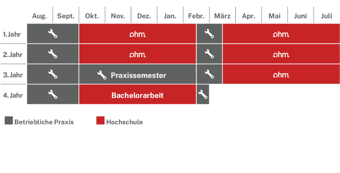 Ablaufplan des dualen Studienangebotes