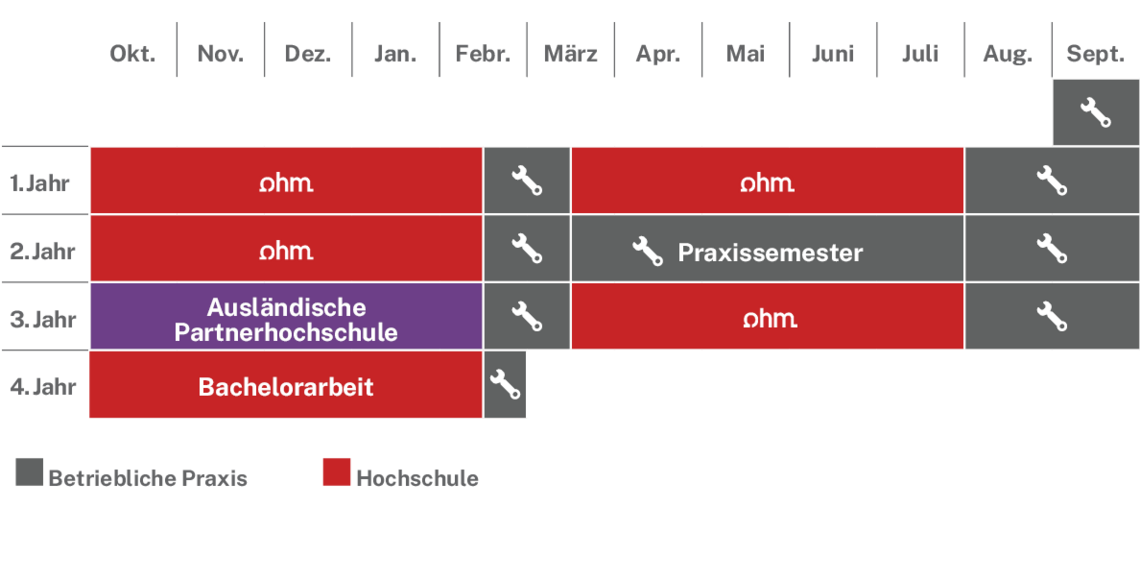Ablaufplan des dualen Studienangebotes