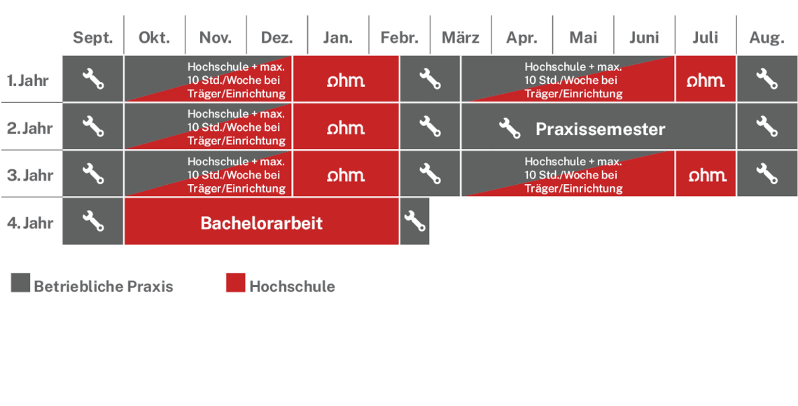 Ablaufplan des dualen Studienangebotes