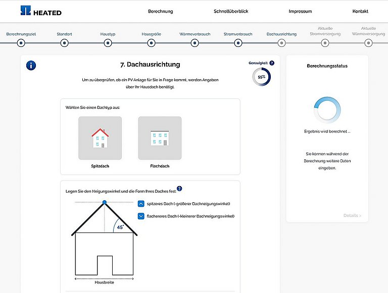 Heated Prototyp Dachausrichtung angeben