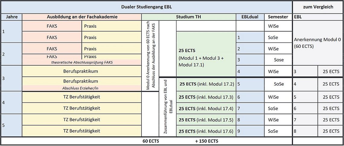 Studienverlauf im dualen Studiengang Soziale Arbeit: Erziehung und Bildung im Lebenslauf