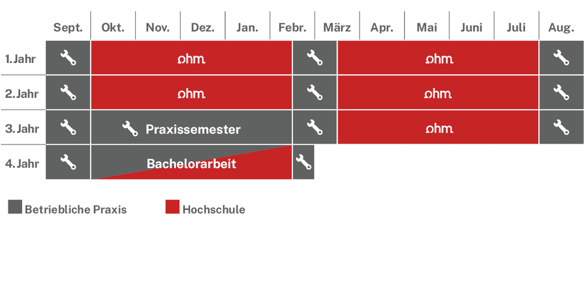 Ablaufplan des dualen Studienangebotes