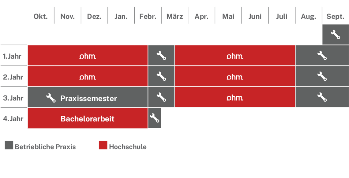 Ablaufplan des dualen Studienangebotes