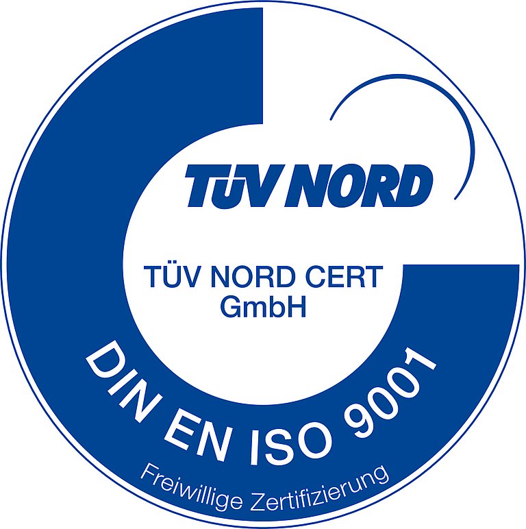 ISO 9001-Zertifizierungssiegel des TÜV Nords