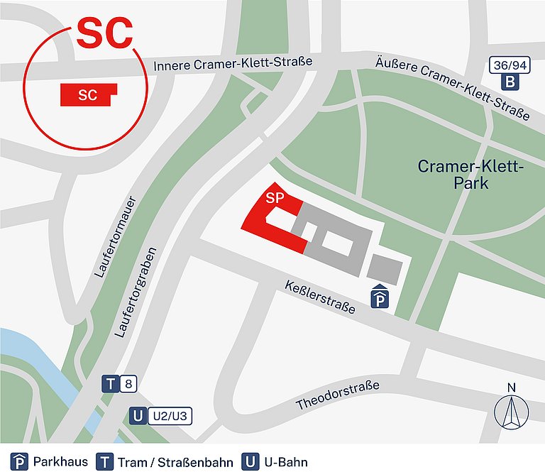 Lageplan zum Standort SC in der Inneren Cramer-Klett-Straße (90403 Nürnberg)
