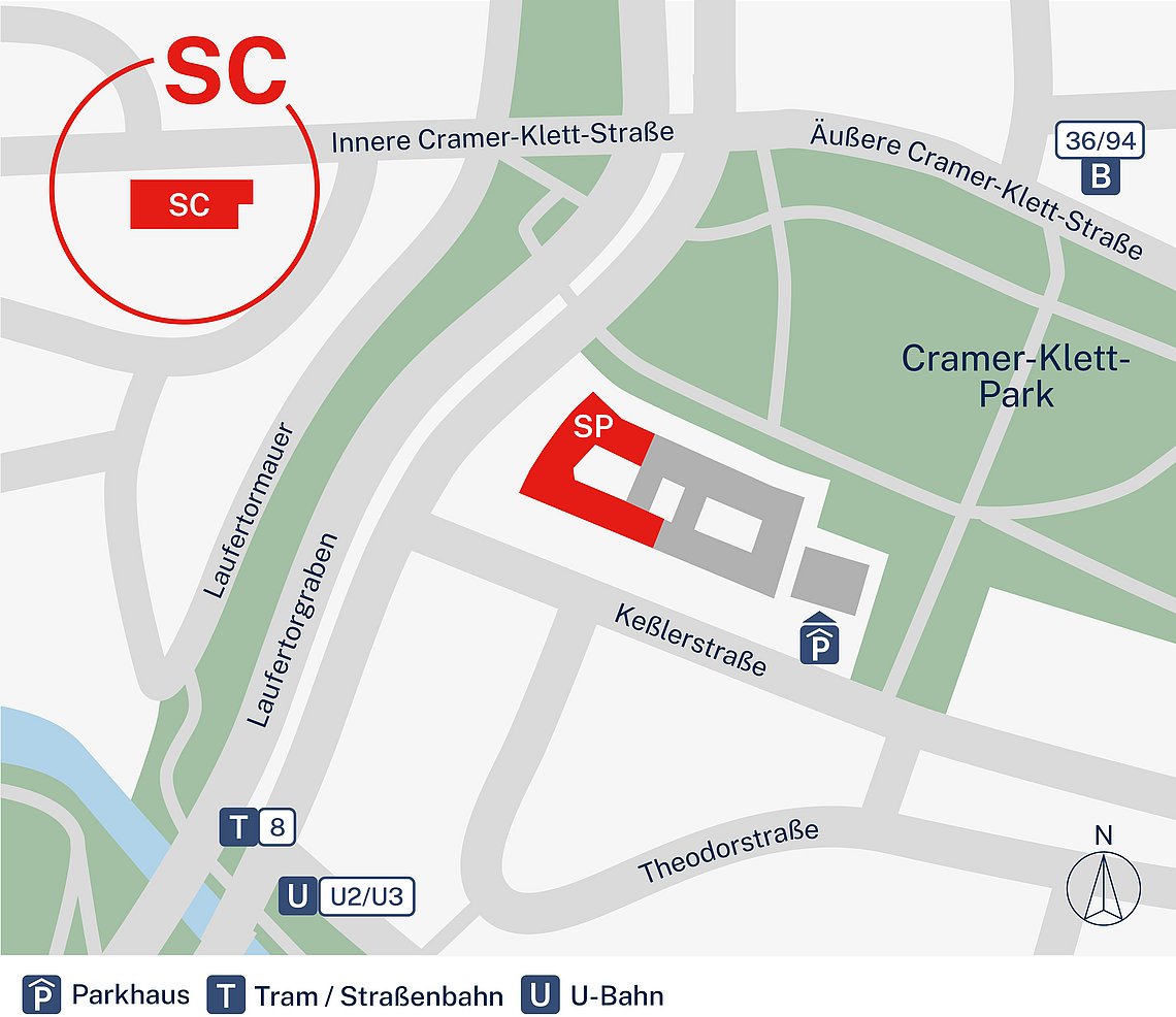 Lageplan zum Standort SC in der Inneren Cramer-Klett-Straße (90403 Nürnberg)