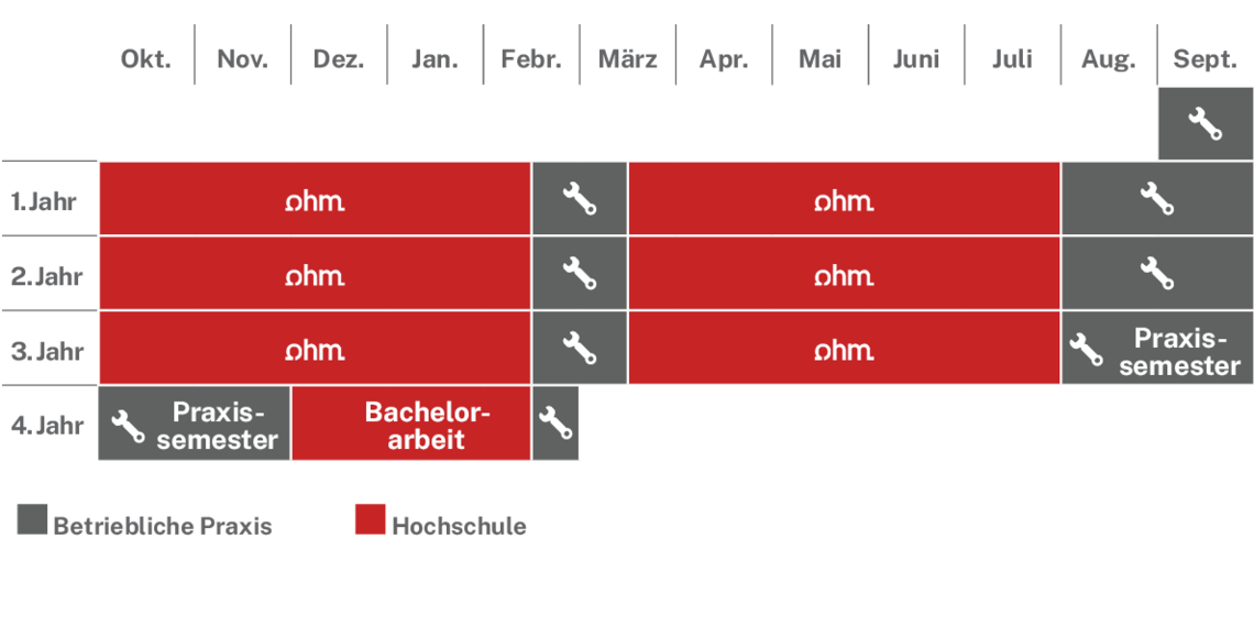 Ablaufplan des dualen Studienangebotes