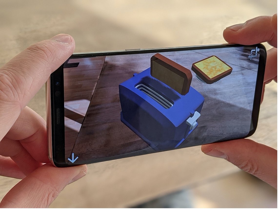 AR model of a toaster on the smartphone