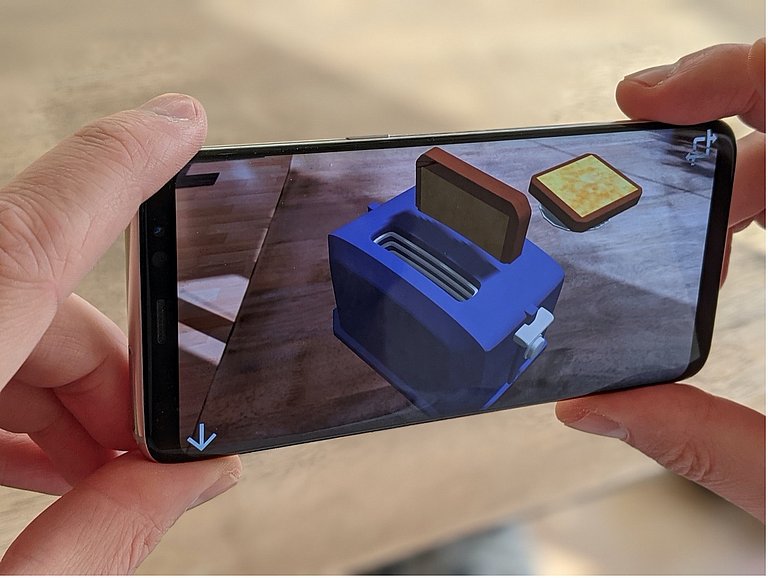 AR Modell eines Toasters auf dem Smartphone