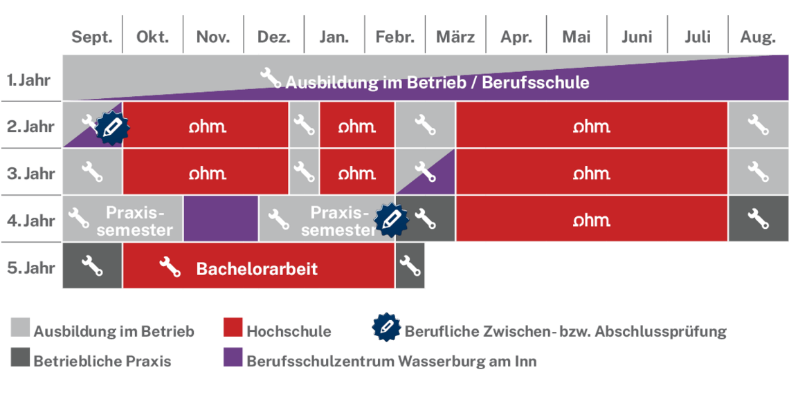 Ablaufplan des dualen Studienangebotes