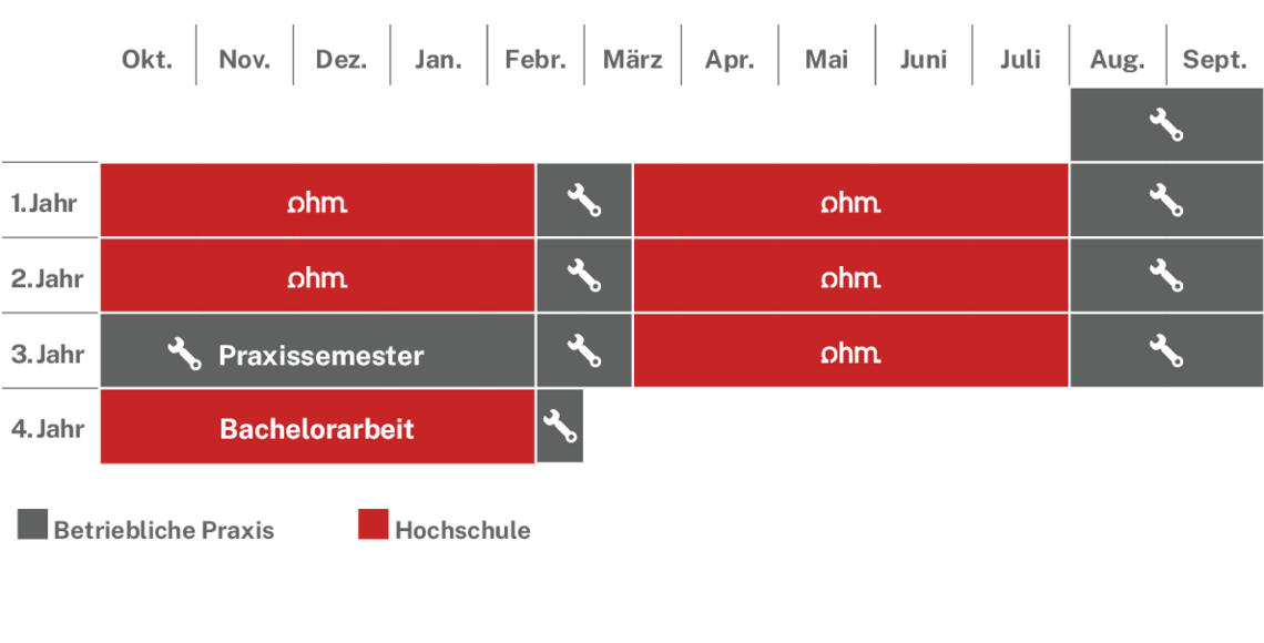 Ablaufplan des dualen Studienangebotes