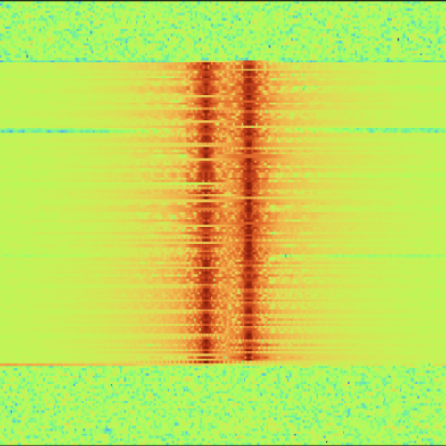 Coverbild zum Projekt "EMSIC - Klassifikation des elektromagnetischen Spektrums mit Methoden des maschinellen Lernens" (Spektrale Darstellung eines Funkfernschreibers (RTTY))