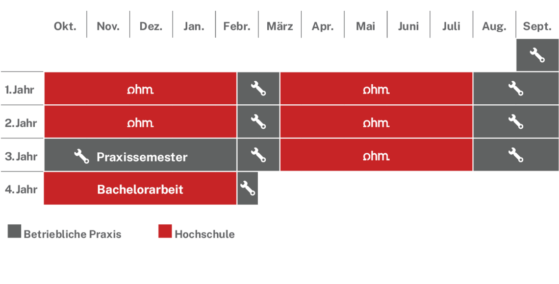 Ablaufplan des dualen Studienangebotes