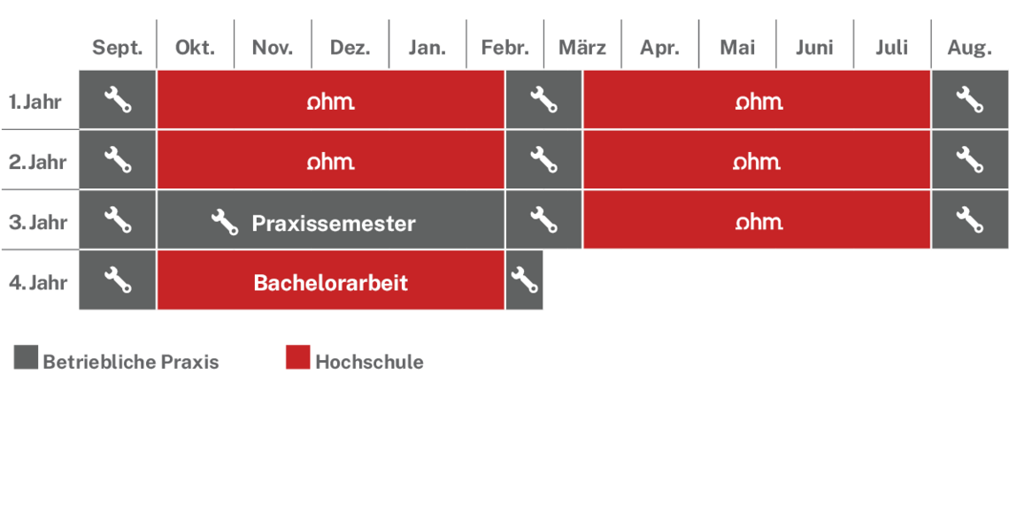Ablaufplan des dualen Studienangebotes