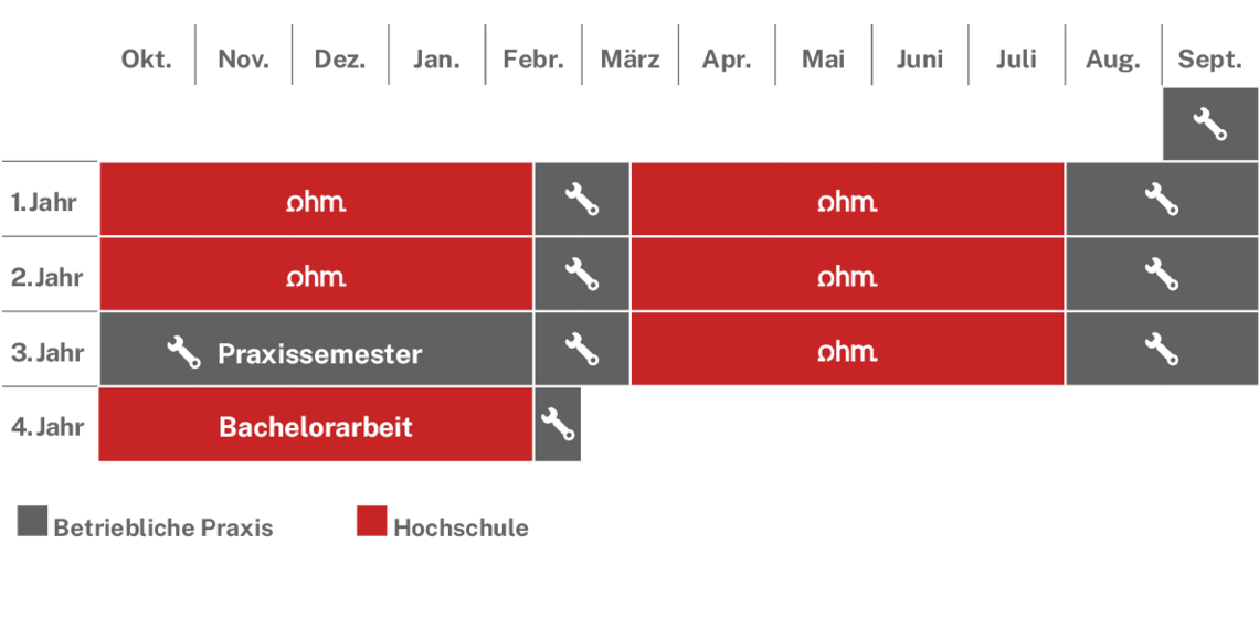 Ablaufplan des dualen Studienangebotes