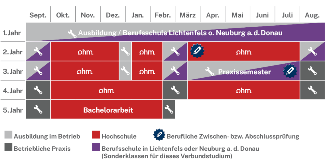 Ablaufplan des dualen Studienangebotes