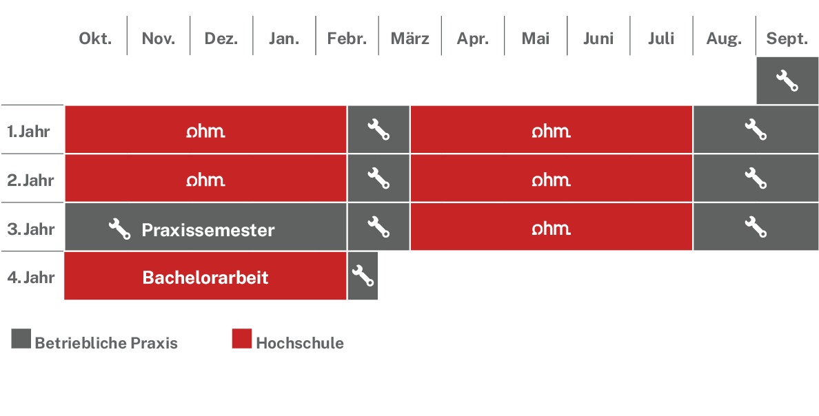 Ablaufplan des dualen Studienangebotes