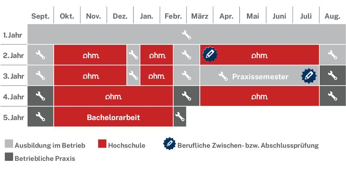 Ablaufplan des dualen Studienangebotes